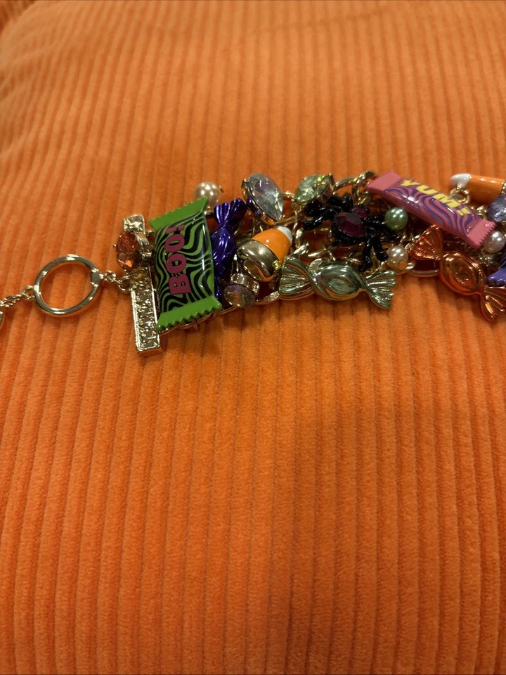 NUEVO Pulsera Betsey Johnson Halloween Caramelo Araña Cristales Multicolor Foto 2 de 4