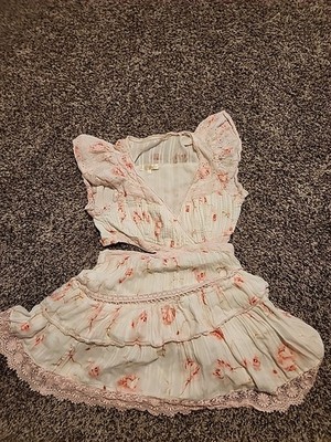 Loveshackfancy Audrina Cutout Mini Dress Sz S Pink Tiered Lace Trim  Romantic | eBay