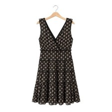 Y2K Babydoll Tiered Floral Mesh Midi Dress Large Casual Summer Lightweight