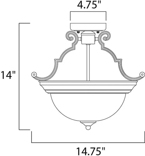 Essentials 2-Light Semi Flush Mount, Satin Nickel & Marble Glass, 14.75 - Picture 2 of 5