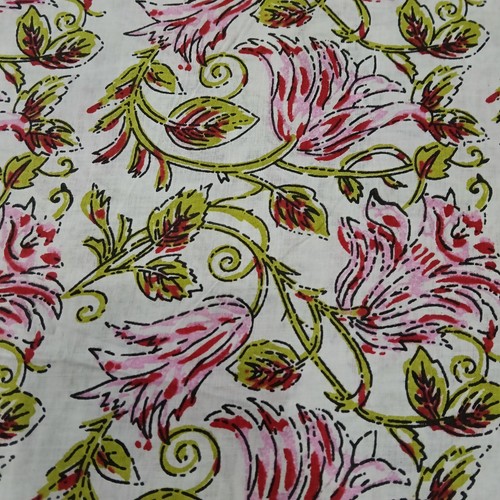 Han Block impreso flor rosa 2,5 yardas tela de algodón material artesanal... - Imagen 3 de 4