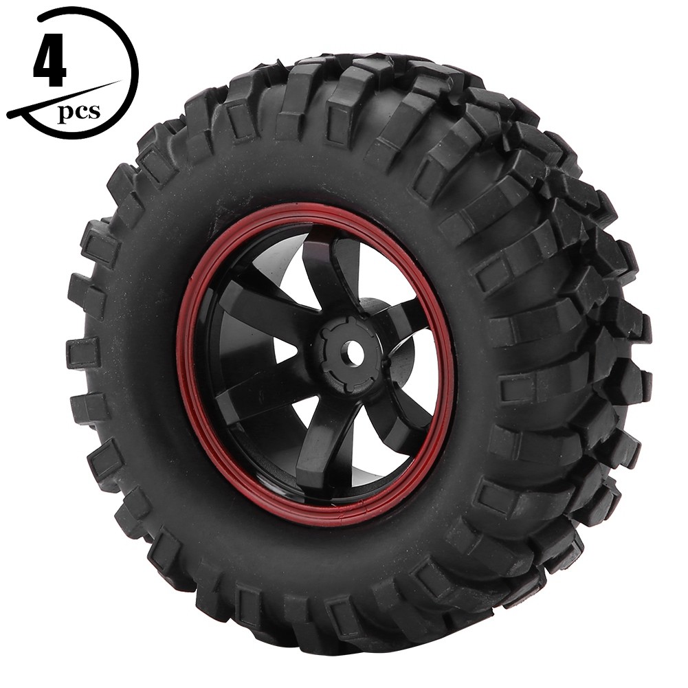 4Pcs 6 Holes Wheel Tyres Rubber Tires With Hubs For 1/10 Scale RC Crawle BA