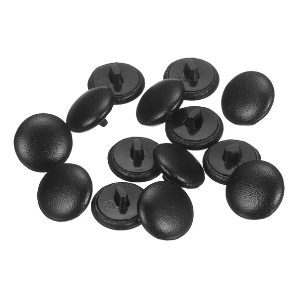 25 Stk. Pu-LederknöPfe 15Mm Ø Runde PlastikschäFte F. Kleidung DIY Schwarz-image