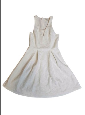 Francescas Womens Crème Lace V Neck Sleeveless Overlay Fit & Flare Dress Size XS