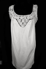 Antique French Antique Edwardian Cotton Night Gown Crochet Trim Large Exc Cond