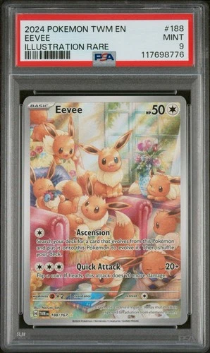 2024 POKEMON TWM EN-TWILIGHT MASQUERADE ILLUSTRATION RARE #188 EEVEE PSA 9