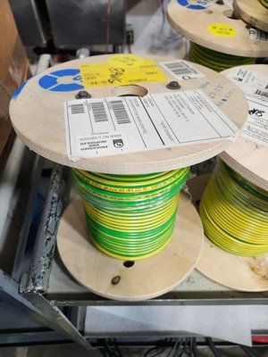 Hook Up Wire, 8AWG, GRN/YEL PVC, 100ft,  MTW, CSA AWM, RoHS, CE, VDE, 600 volt