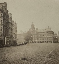 Belgium Antwerp Hôtel-De-Ville Photo Q. V. C1870 Stereo Vintage Albumen