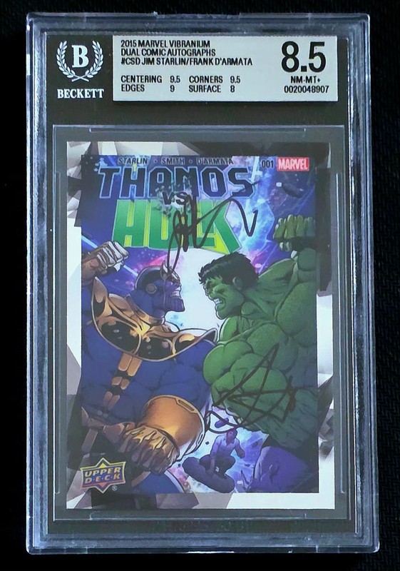 2015 Marvel Vibranium DUAL AUTO Autograph D’Armata Starlin Thanos Hulk  BGS 8.5