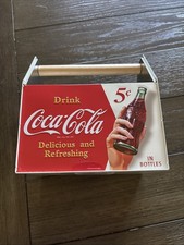COCA-COLA Tin Utensil Caddy W/Wood Handle -