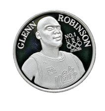 Glenn Robinson US Olympic Basketball 999 Silver 1 oz. Coin #206 COA Skybox