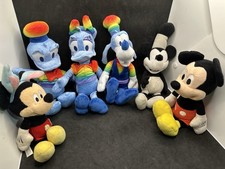 Disney Plush Lot of 6 Mickey Mouse Donald Daisy Goofy Rainbow Collection