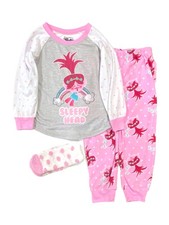 Trolls Pink  White Polka Dot Poppy Pajamas PJs Sleep Set  Socks XS
