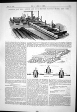 Old Print 1880 American Saw Mill London Railway Works Nine Elms Machinery 19th