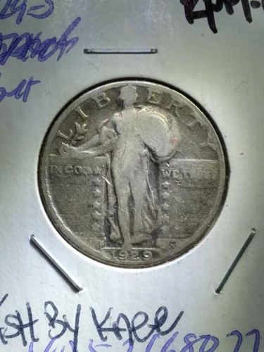 1929 s/s RPM OBV DIE CLASH FS-401 standing liberty quarter w/ clashed E by knee