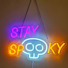 16"x12" Stay Spooky Skull LED Neon Sign With Dimmer USB Powered Light Lamp