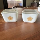 VTG Pyrex Butterfly Gold Refrigerator Dish 1.5 Cups with Lid 501 B Set Of 2