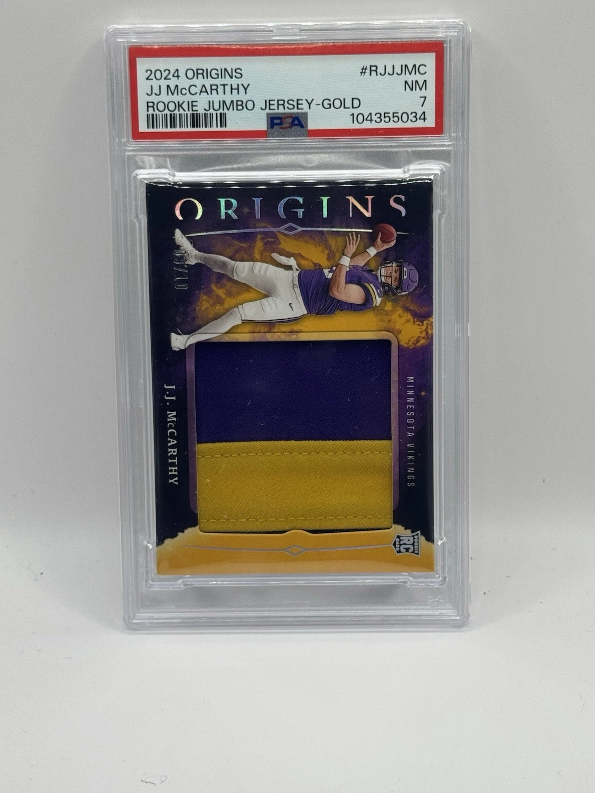 JJ McCarthy Panini Origins Rookie Jumbo Jersey #RJJJMC Gold