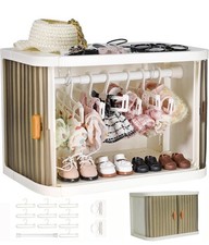KBBYT Foldable Doll Wardrobe Compatible with 10.6 7.2 5.1 inch, White, Brown