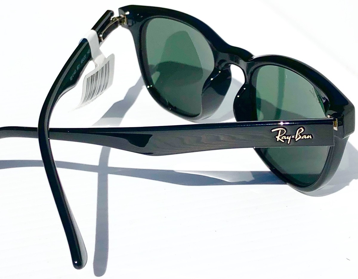 Ray Ban Wayfarer 49mm Shiny Black with Green Lens Sunglass RB4140