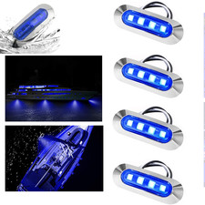 4Pcs LED Marine Boat Lights Blue Waterproof Deck Courtesy  Stern Transom Lights