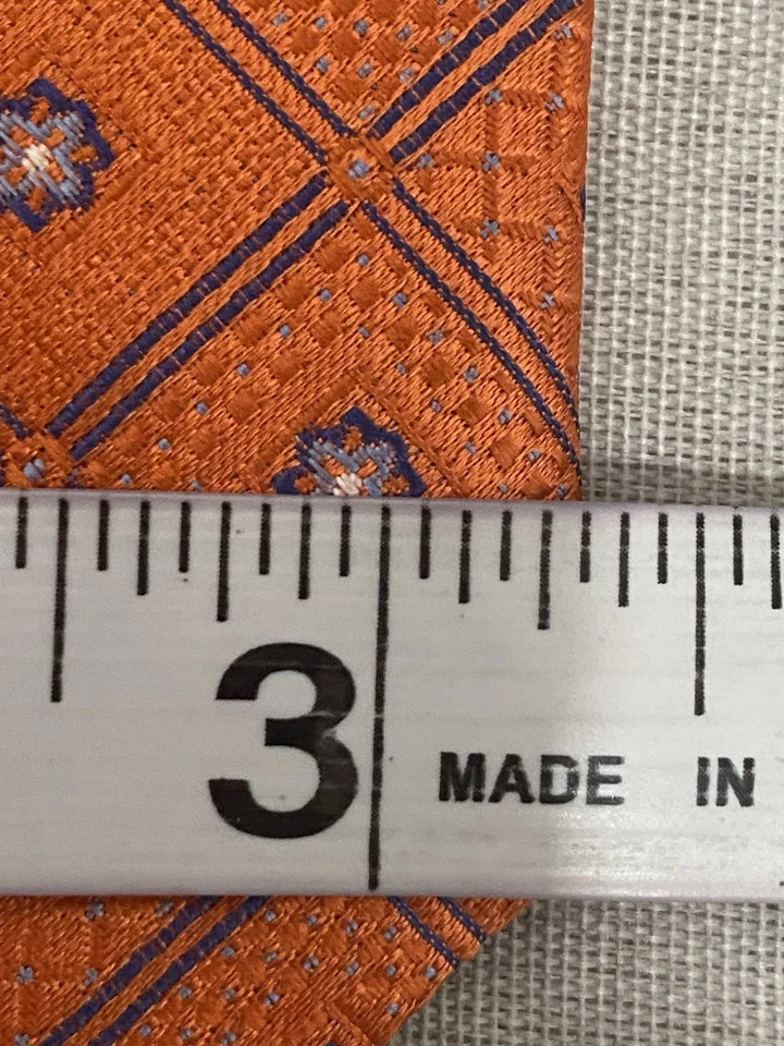 Corbata para Hombre David Donahue Naranja Diamante 100% Seda Tejida en Italia Hecha en EE. UU. Foto 3 de 4