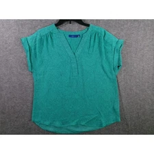 APT 9  Top Women Medium Green Floral  Capsule Base Layer Modern Causal Chic Day