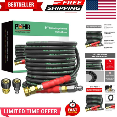 #ad #ad 3 8quot; Pressure Washer Hose 50 FT for Cold and Hot Water Max 248°F with Quick C... $124.19