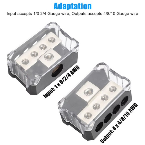 New 7*4.5*2.9cm 2Pcs Car Audio Power Distribution Block 0/2/4 Gauge Input - Picture 9 of 15