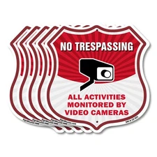 No Trespassing Shield Sign All Activities Are Monitored By V Shield Shaped Sign