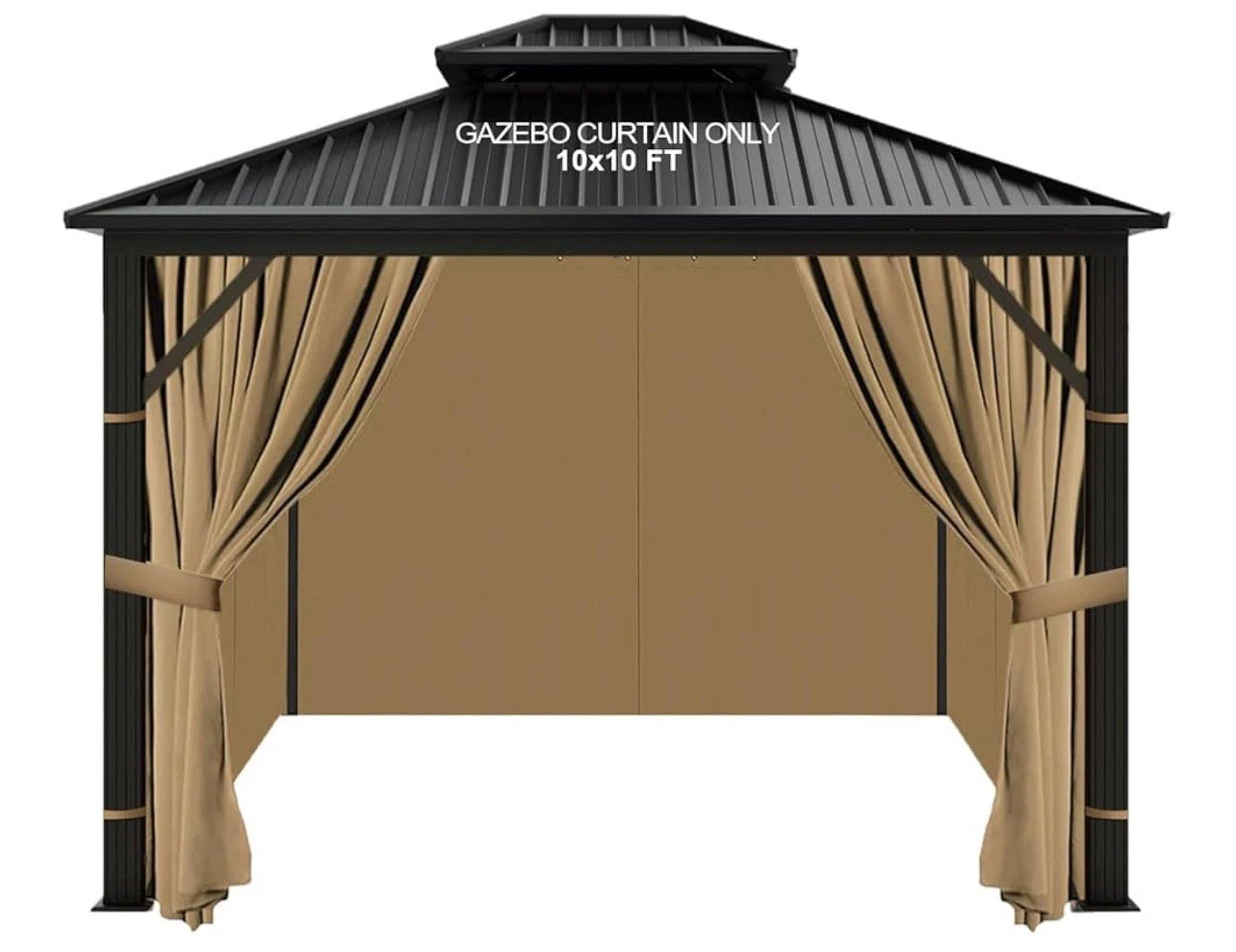 10'x10' Gazebo Curtains Outdoor Waterproof Universal Replacement 10x10 Khaki
