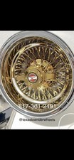 13x7 Zenith Style Rev 72 Spokes Cross Lace Center Gold Lowrider Wire Wheel Rims