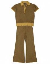 Zara set 2 pezzi donna UK 12 Medium W28 L34 poliestere kaki DX19