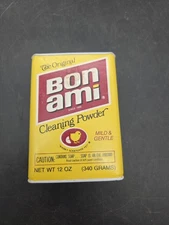 Vintage  Bon Ami Cleaning Powder Plastic Tin 12oz Faultless Starch Kansas City 