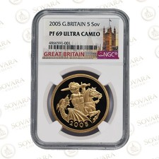 2005 Gold Proof Five Sovereign PF69 Ultra Cameo - Timothy Noad Design