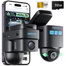 LAMTTO 4G LTE Dash Cam Car Security Camera to Remote Live-View Instant Alert via