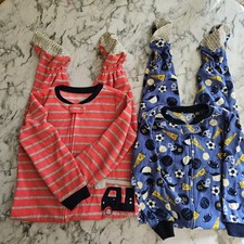 Carter  s Boy Toddler Long Sleeve Fleece Footed Pajamas Sports And Stripes Sz 4T