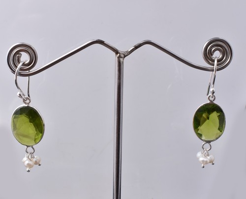 925 Sterling Silver Peridot Handmade Woman Dance Party Gift Earrings ES-1426 - Picture 6 of 9