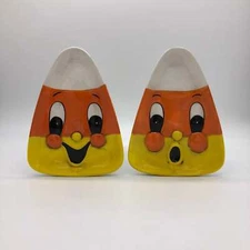 Johanna Parker Candy Corn Plates Set Of 2 Discontinued Transpac Halloween New