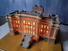 Beautiful Lighted Village House Porcelain Home On Wooden Plank