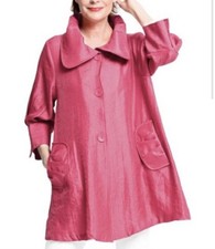 Damee Nyc Signature Shimmery Swing Jacket In Fuchsia New Sz M