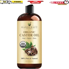 100% Pure Organic Castor Oil for Hair Growth, Eyelashes, and Eyebrows - Handcraf