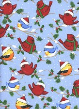 Christmas Cardinals Bluebirds Chickadees 1 Fat Quarter 100 cotton fabric
