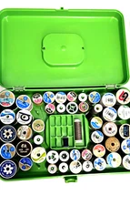 Vintage Lot Of 2 Sewing Thread Boxes And 75 Plus Spools Of Partially Used Thread