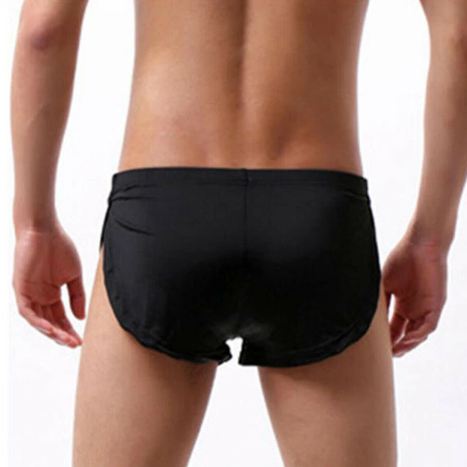 Mens Boxer Briefs Panties Underwear Soft Breathable Sexy Side Split Shorts Trunk - Image 2 of 4