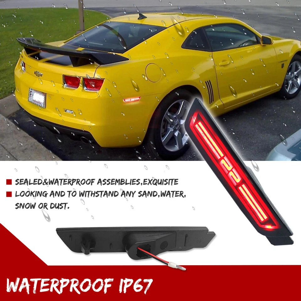 Luces LED marcadoras laterales reflectoras de parachoques trasero rojas SS para Chevrolet Camaro 2010-15 Foto 4 de 4