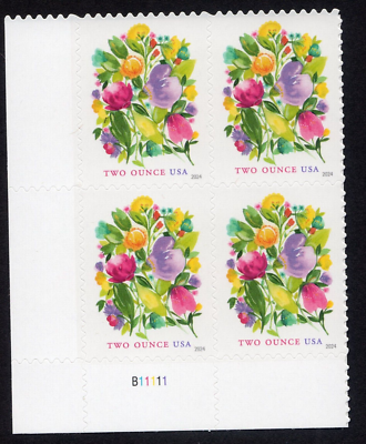 Scott #5850 Wedding Blooms Plate Block of 4 (2 oz) Forever Stamps