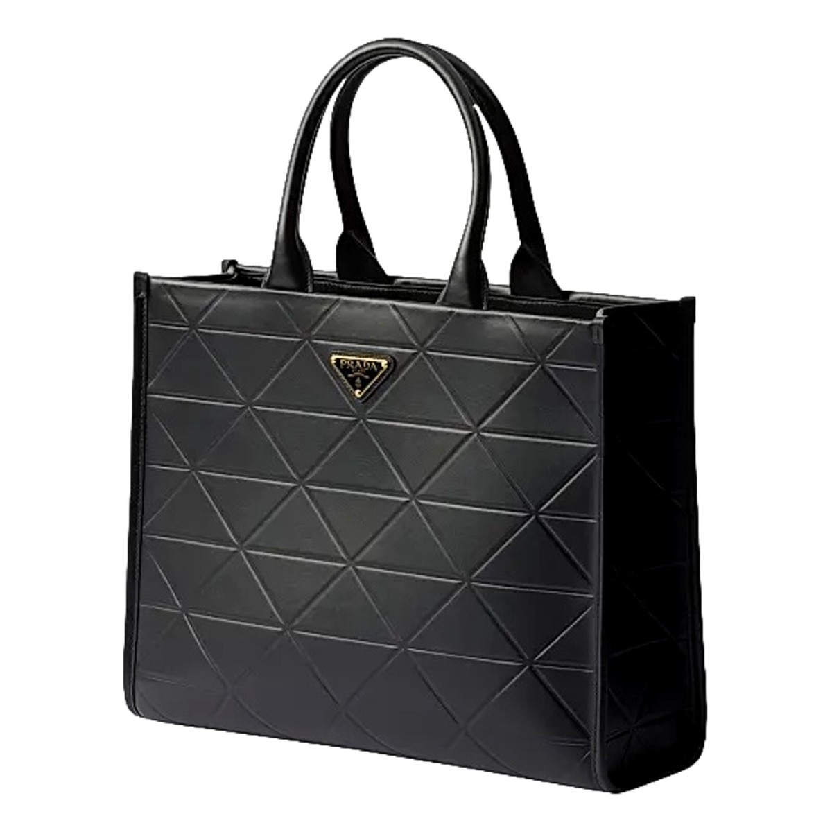 PRADA Symbole 幾何学模様 トートバッグ f w Prada Symbole Soft Calfskin Leather Nero Black Triangle Quilted