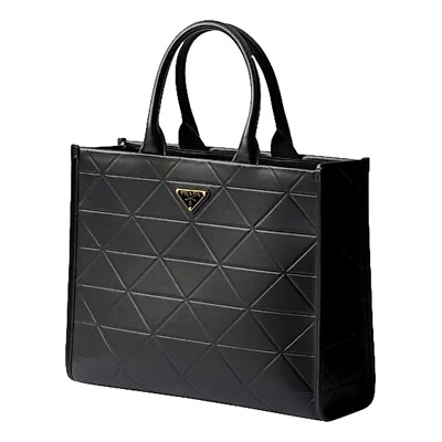 Prada Symbole Soft Calfskin Leather Nero Black Triangle Quilted