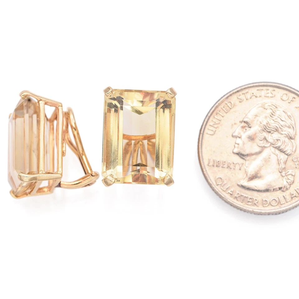 Yellow Gold 9.79 Ct. Emerald Cut Citrine Clip-On Earrings - Image 4 of 4